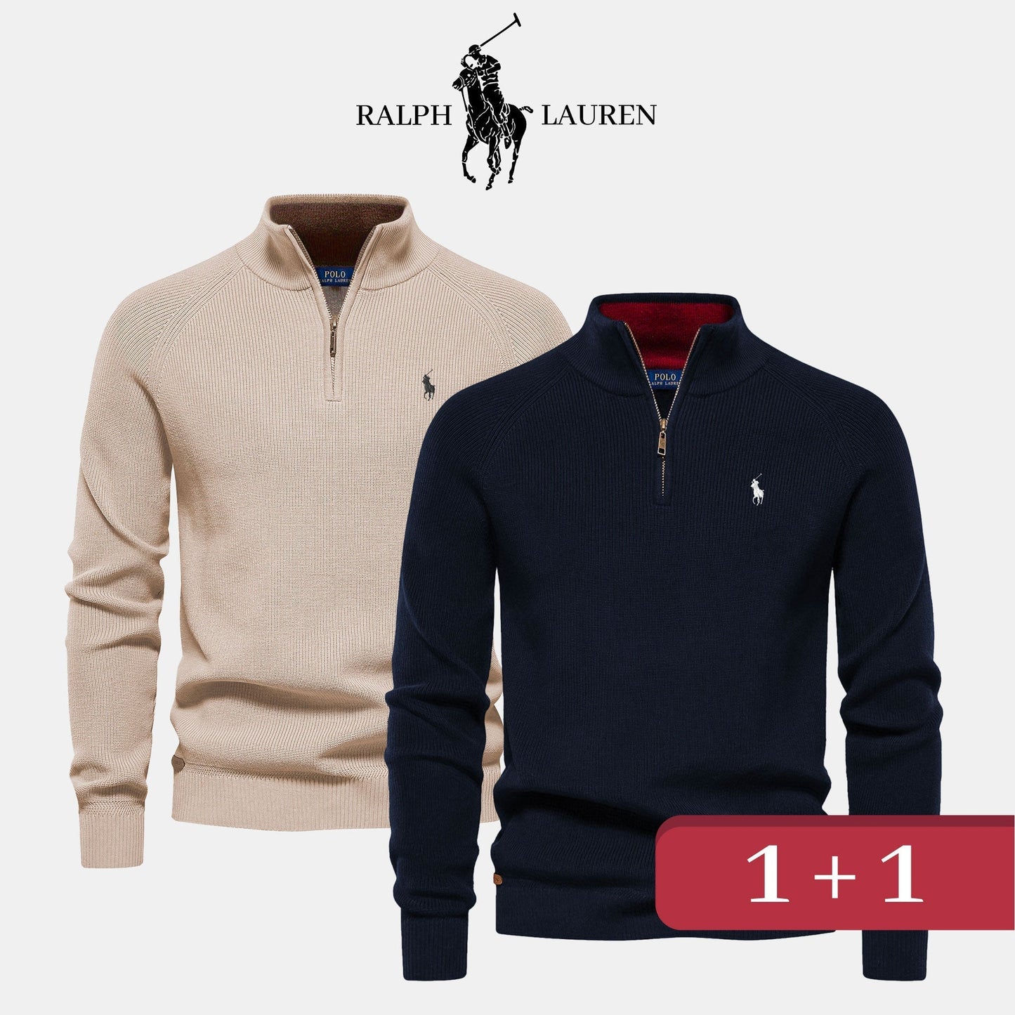 R&amp;L 1+1 Zip Neck Sweater