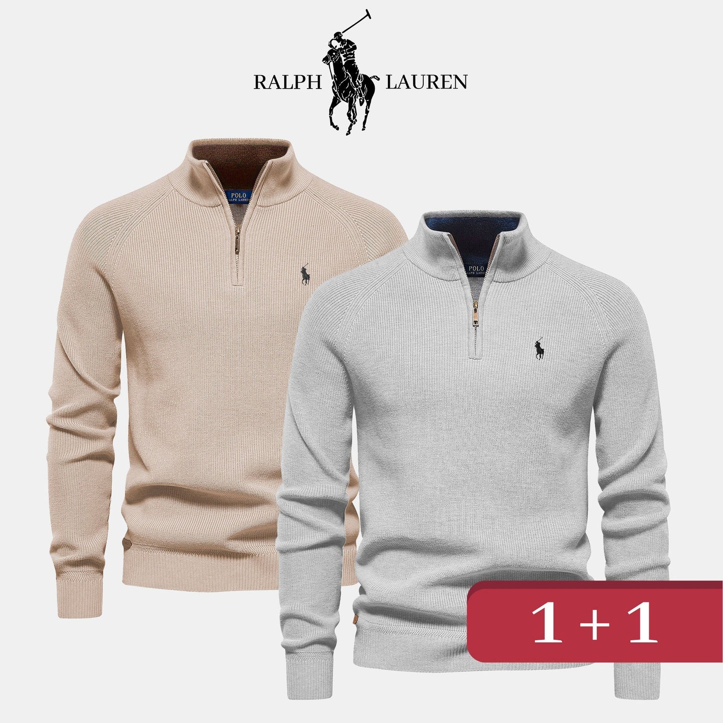 R&amp;L 1+1 Zip Neck Sweater