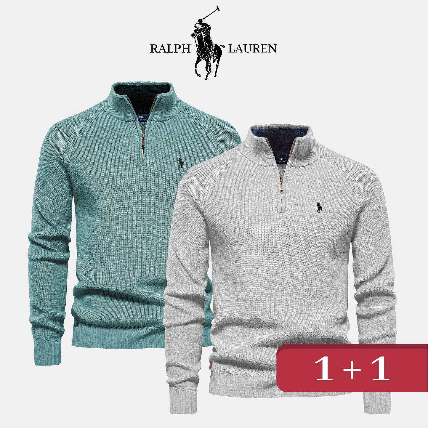 R&amp;L 1+1 Zip Neck Sweater