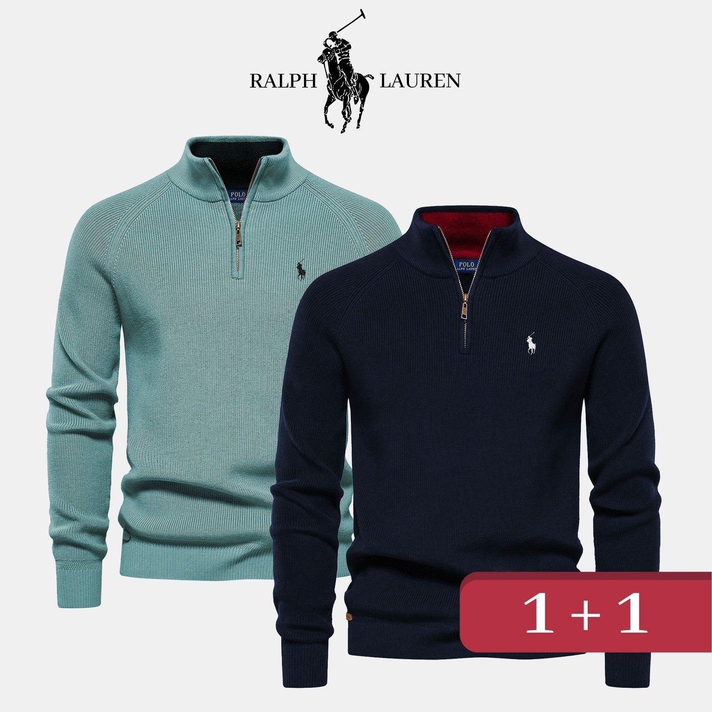 R&amp;L 1+1 Zip Neck Sweater